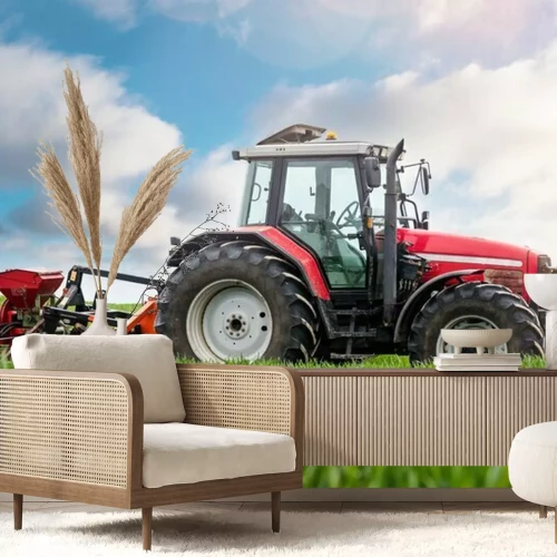 Fotobehang Matériel agricole pour semer
