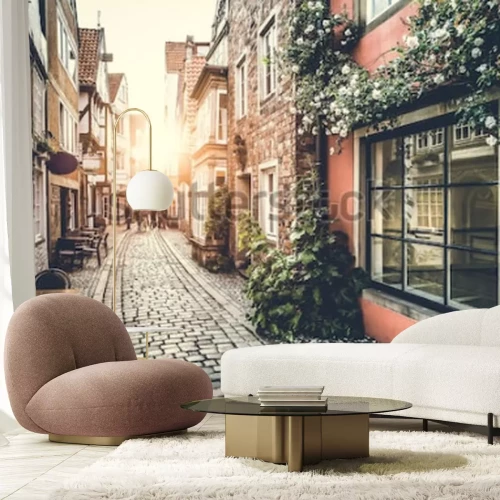 Fotobehang Oude straat in retrostijl