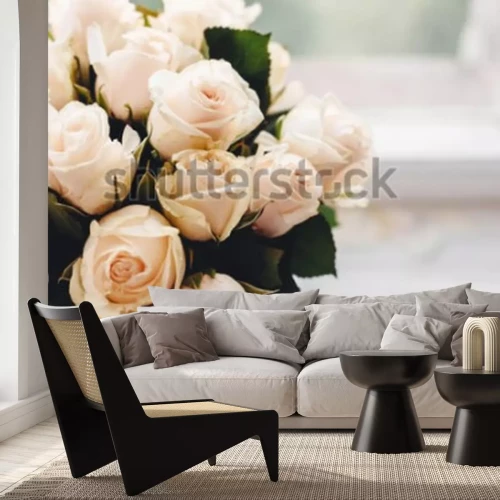 Fotobehang Rozen wit in een boeket