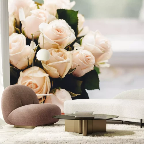 Fotobehang Rozen wit in een boeket