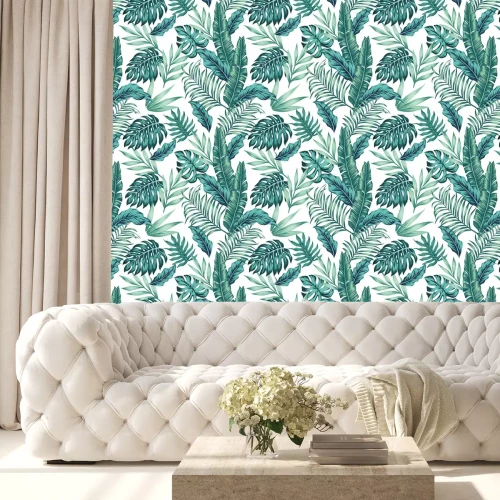 Behang Seamless pattern tropical composition white background