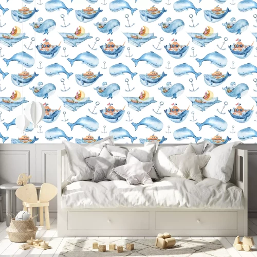 Behang Gelukkige walvissen