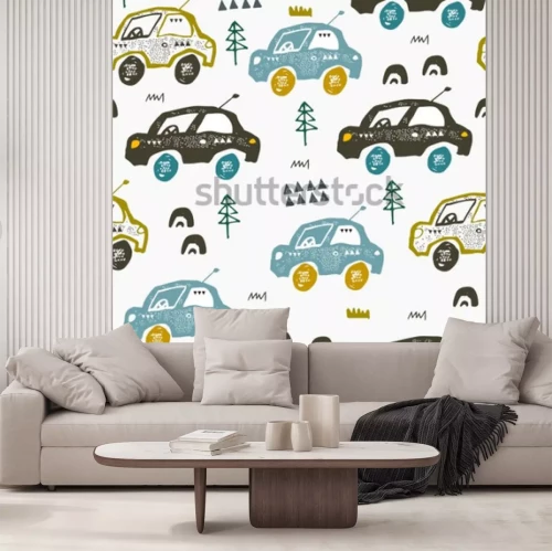 Sticker Minimalistische autotekeningen in Scandinavische stijl