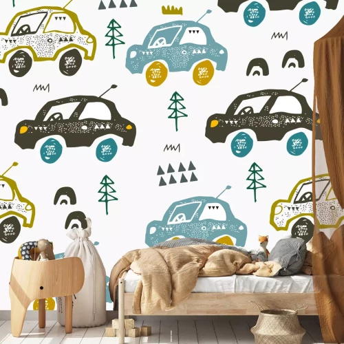 Sticker Minimalistische autotekeningen in Scandinavische stijl