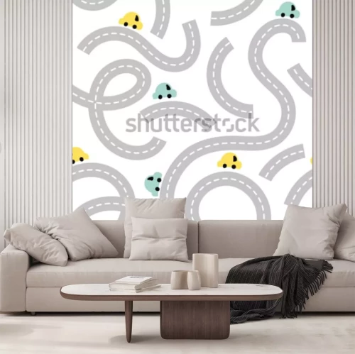 Sticker Kleurrijke auto's tussen verwrongen asfaltwegen