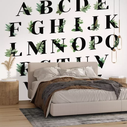 Sticker Alfabet met bloemendetails