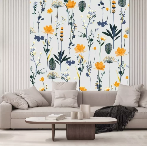 Sticker Delicate tuinbloemen op grijze achtergrond