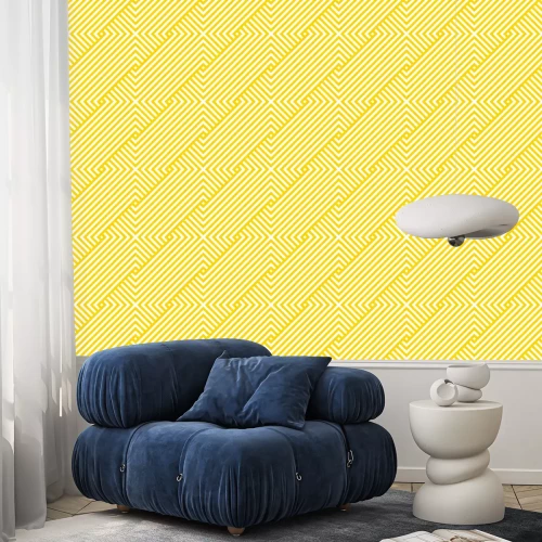 Behang Vector yellow geometric pattern. Seamless braided pattern.