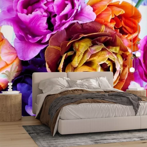 Fotobehang Kleurrijke vintage tulpen