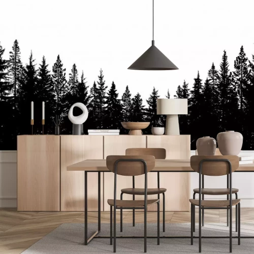 Sticker Zwart-wit naaldbos