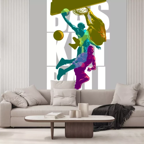 Sticker Kleurrijke silhouetten van basketballers