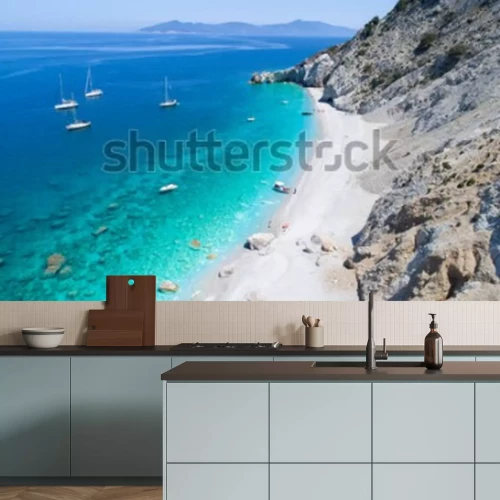 Fotobehang 3D zee en rotsachtige kust