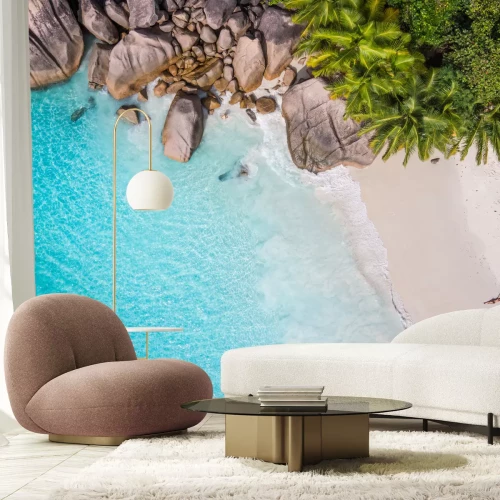 Fotobehang Tropisch strand en palmboom