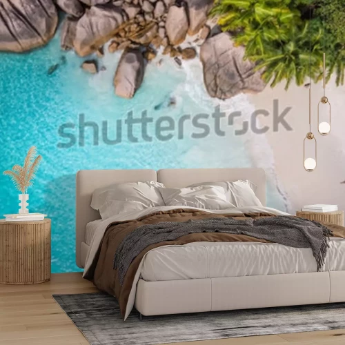 Fotobehang Tropisch strand en palmboom