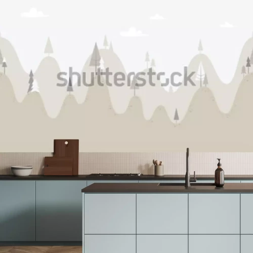 Fotobehang Landschap van heuvels met naaldbomen