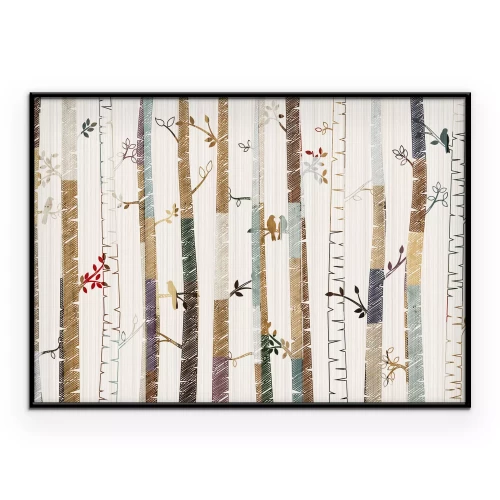 Poster Een sprookjesachtige illustratie van een berkenbos voor kinderen.