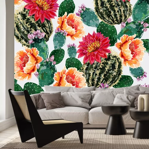 Sticker Bloemen met cactussen