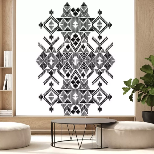 Sticker Vector black and white decorative ethnic pattern. American indian motifs. Hand drawn background, aztec tribal ornament. Print for fashion, textile, paper and cover. Line illustration