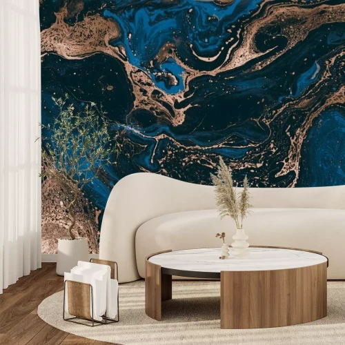 Fotobehang Wervelend blauw marmer