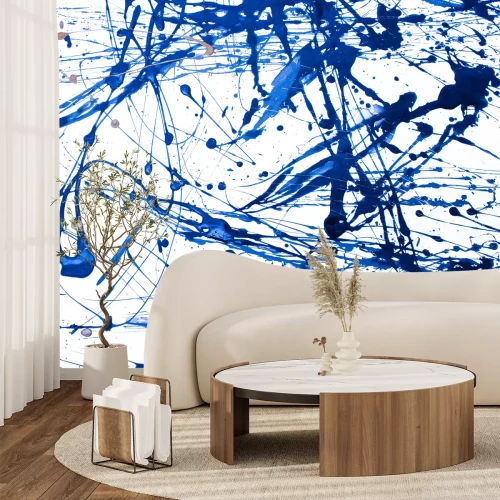 Fotobehang Gespatte blauwe abstractie