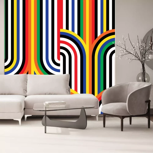 Fotobehang Geometrische gebroken cirkels met strepen