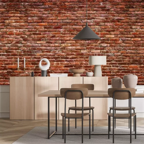 Fotobehang Bakstenen muur in roodtinten