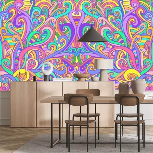 Sticker Abstract patroon van kleurrijke golven