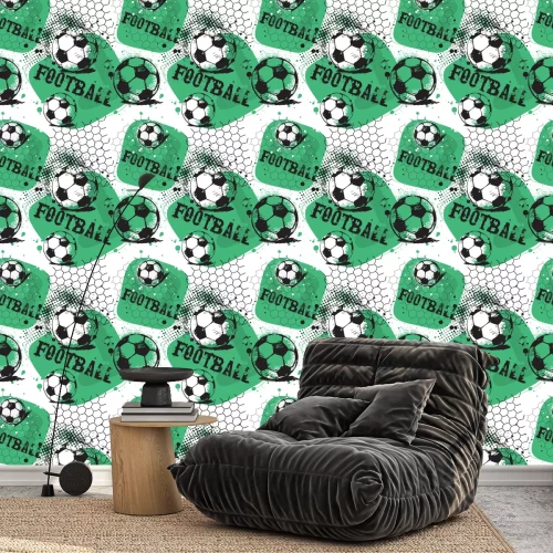 Behang Voetbalpatroon met inscripties