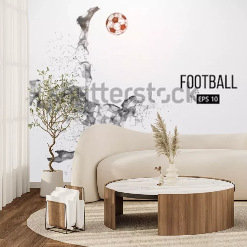 Fotobehang Dynamische compositie met een voetballer