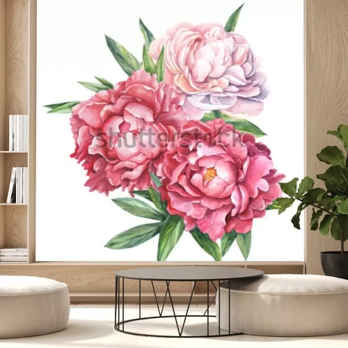 Sticker Grote bloemen met drie knoppen