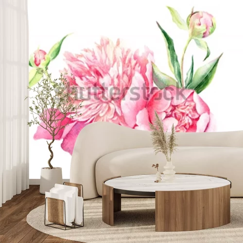 Sticker Roze bloemen met knoppen