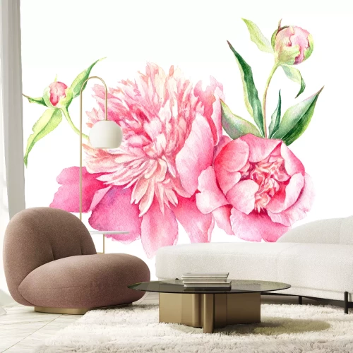 Sticker Roze bloemen met knoppen