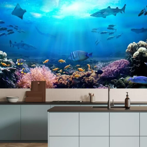 Fotobehang Zeebodem vissen en koraalrif