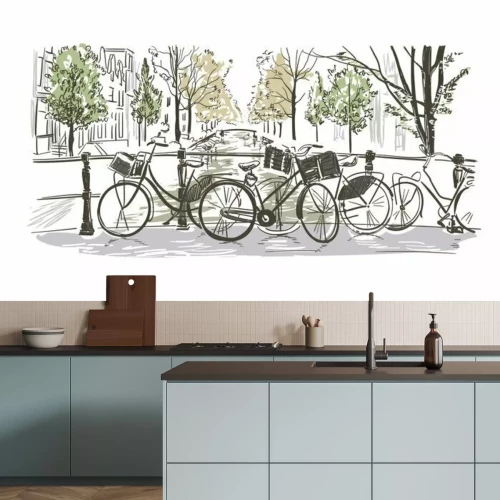 Fotobehang Amsterdam bicycles vector illustration sketch watercolor sketch