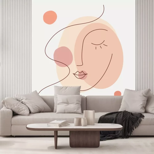 Sticker Minimalistische line-art vrouwelijk gezicht