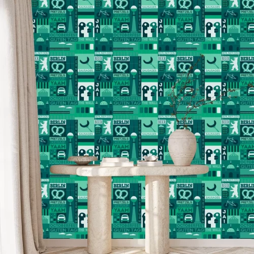 Behang Berlin city seamless pattern design