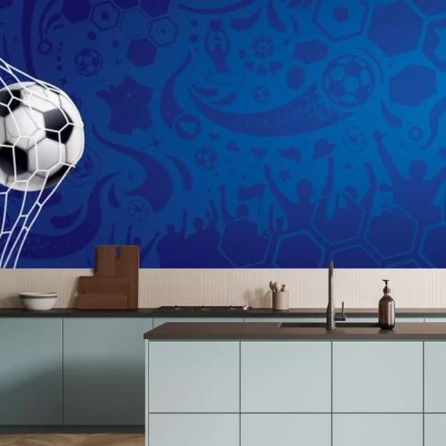 Sticker Bal in het net op een blauwe achtergrond