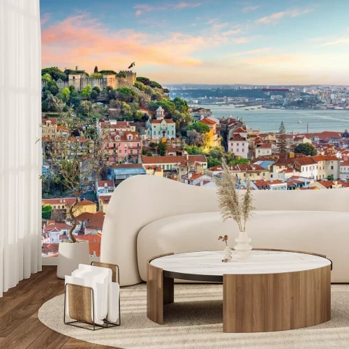 Fotobehang Gebouwen en kasteel in Lissabon