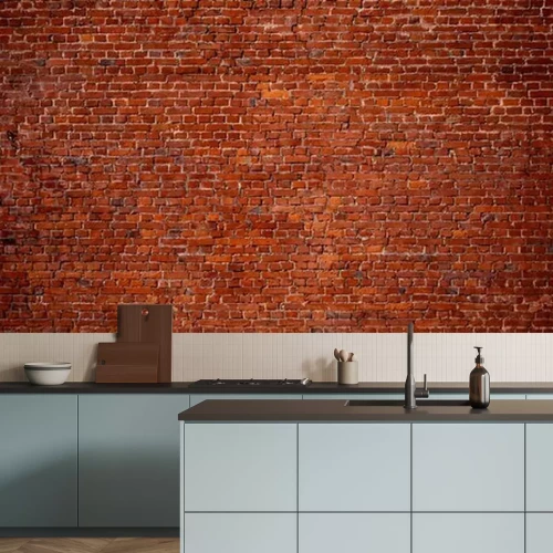 Fotobehang Vintage rode bakstenen muur