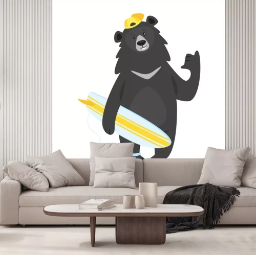 Sticker cartoon black cool bear