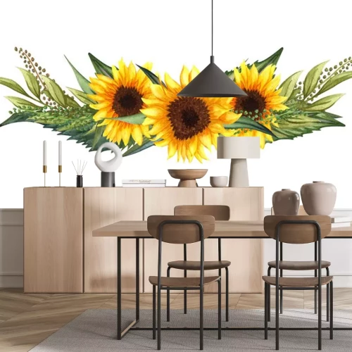 Sticker Samenstelling met drie zonnebloemen