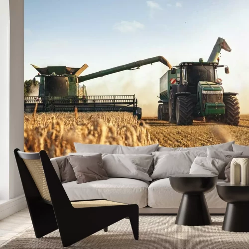 Fotobehang Landbouwmachines tijdens de oogst