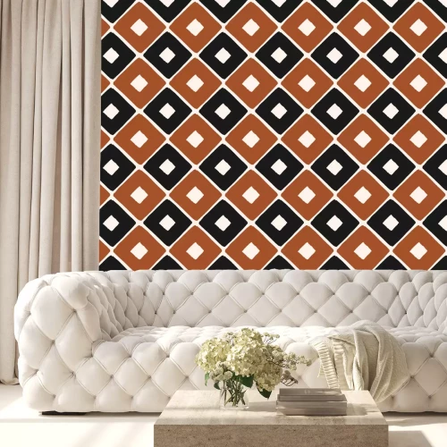 Behang Zwart-bruin geometrisch patroon