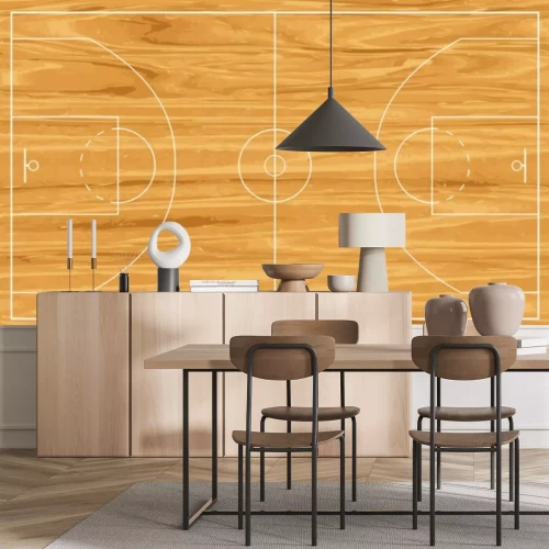 Fotobehang Houten basketbalveld