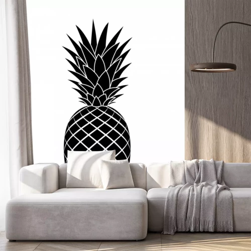 Sticker Zwart-wit tekening van een enkele ananas