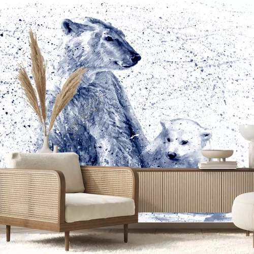 Fotobehang Ijsberen op een abstracte illustratie