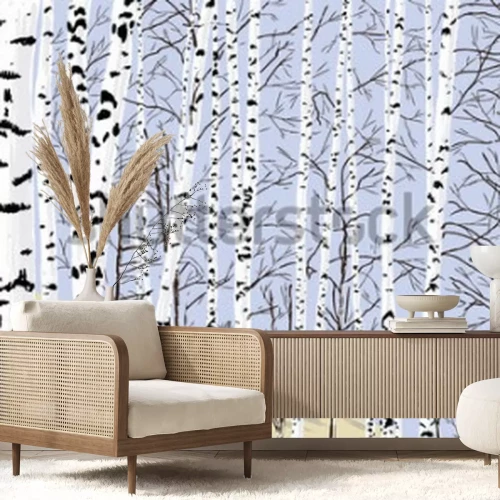 Sticker birch grove in the spring