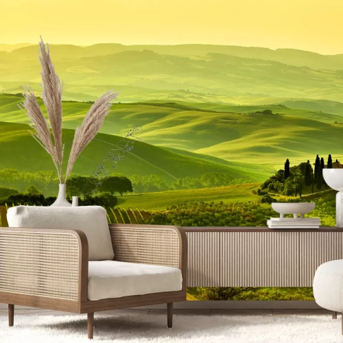 Fotobehang Velden van Toscane