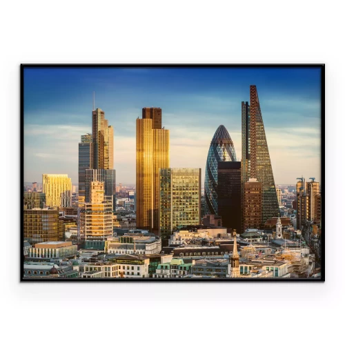 Poster Het zakendistrict van Londen op een heldere dag.