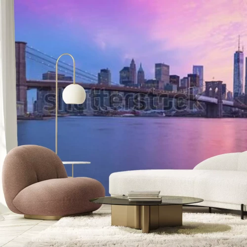 Fotobehang New York City Manhattan panorama at sunset 